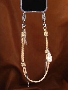Ossa Leather and Pearl Bolo Wristlet Cord & Case Braided Leather Phone Case